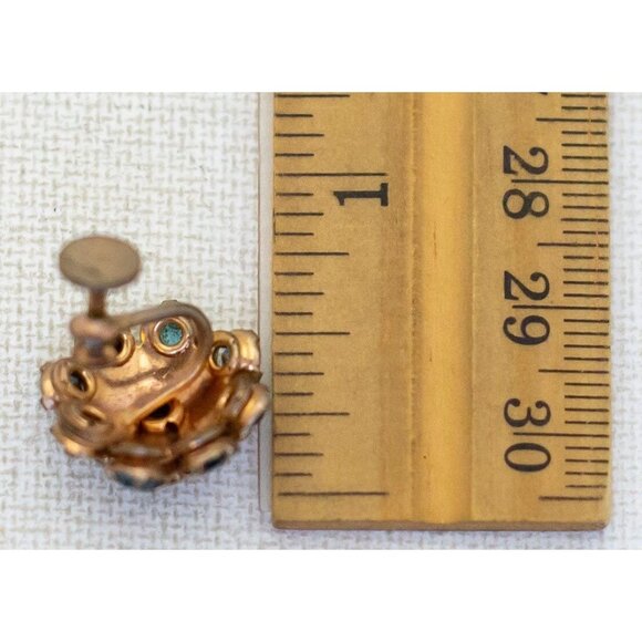 Vintage Art Deco Rhinestones Floral Elegant Screwback Earrings - H1 - Picture 2 of 2